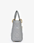 Christian D1OR 2015 Grey Leather Cannage Mini Lady D1OR with Strap