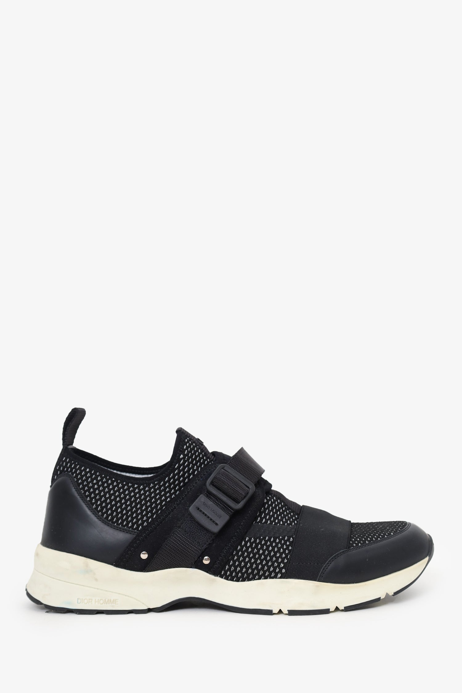 Christian D1OR Black/White Buckle Detail Sneakers Size 44 Mens