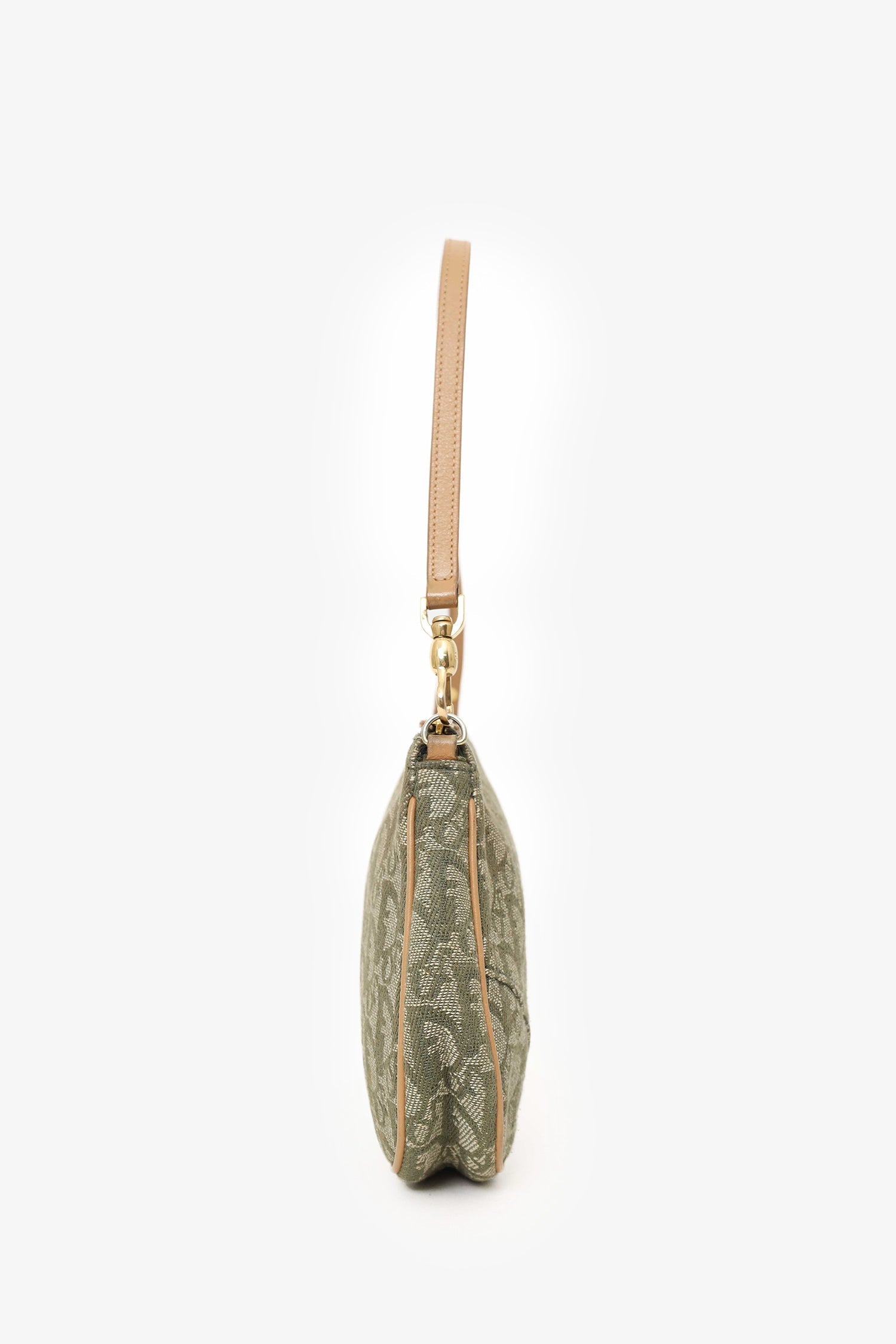 Christian D1OR 2001 Green Oblique Canvas Mini Saddle Pochette