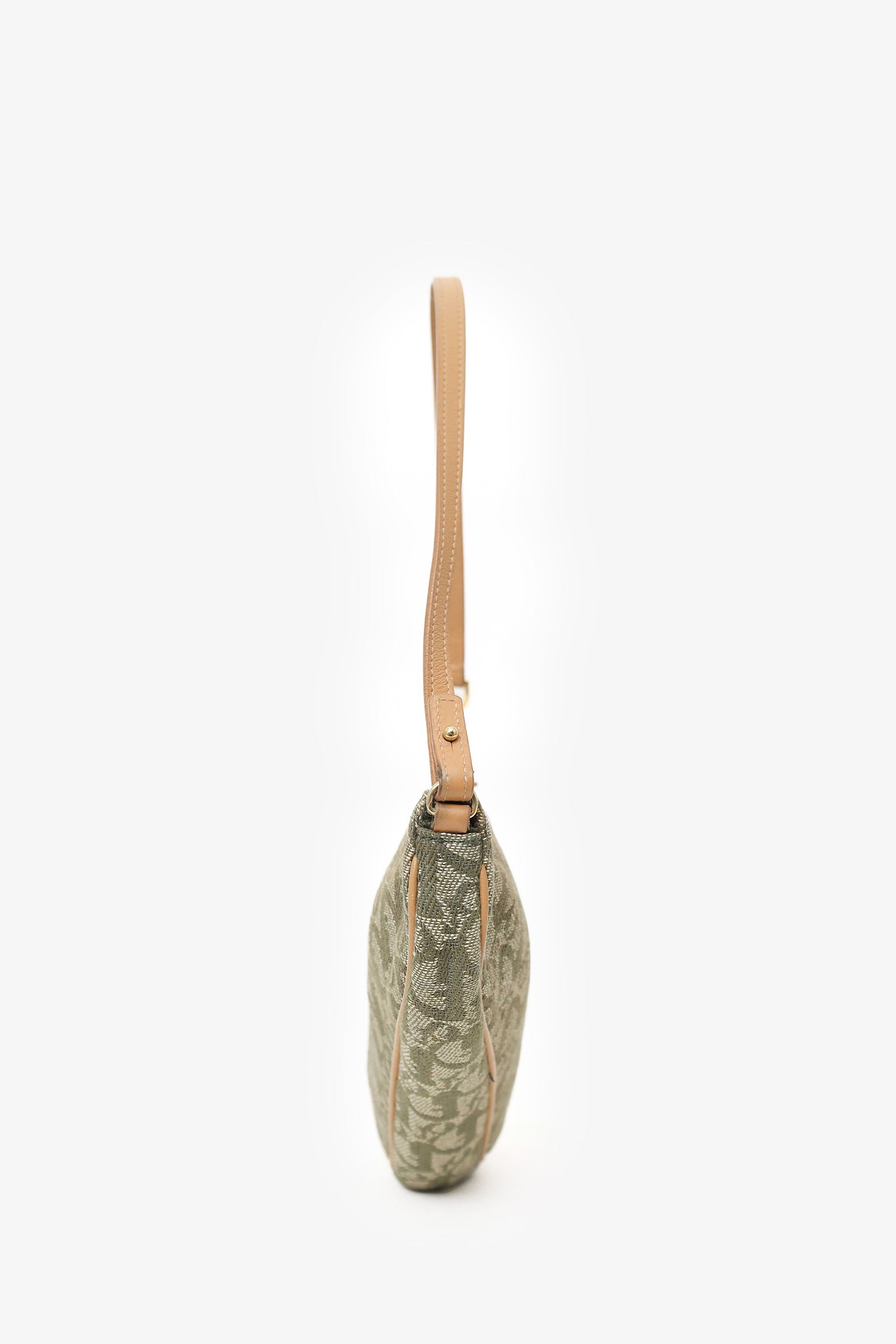Christian D1OR 2001 Green Oblique Canvas Mini Saddle Pochette