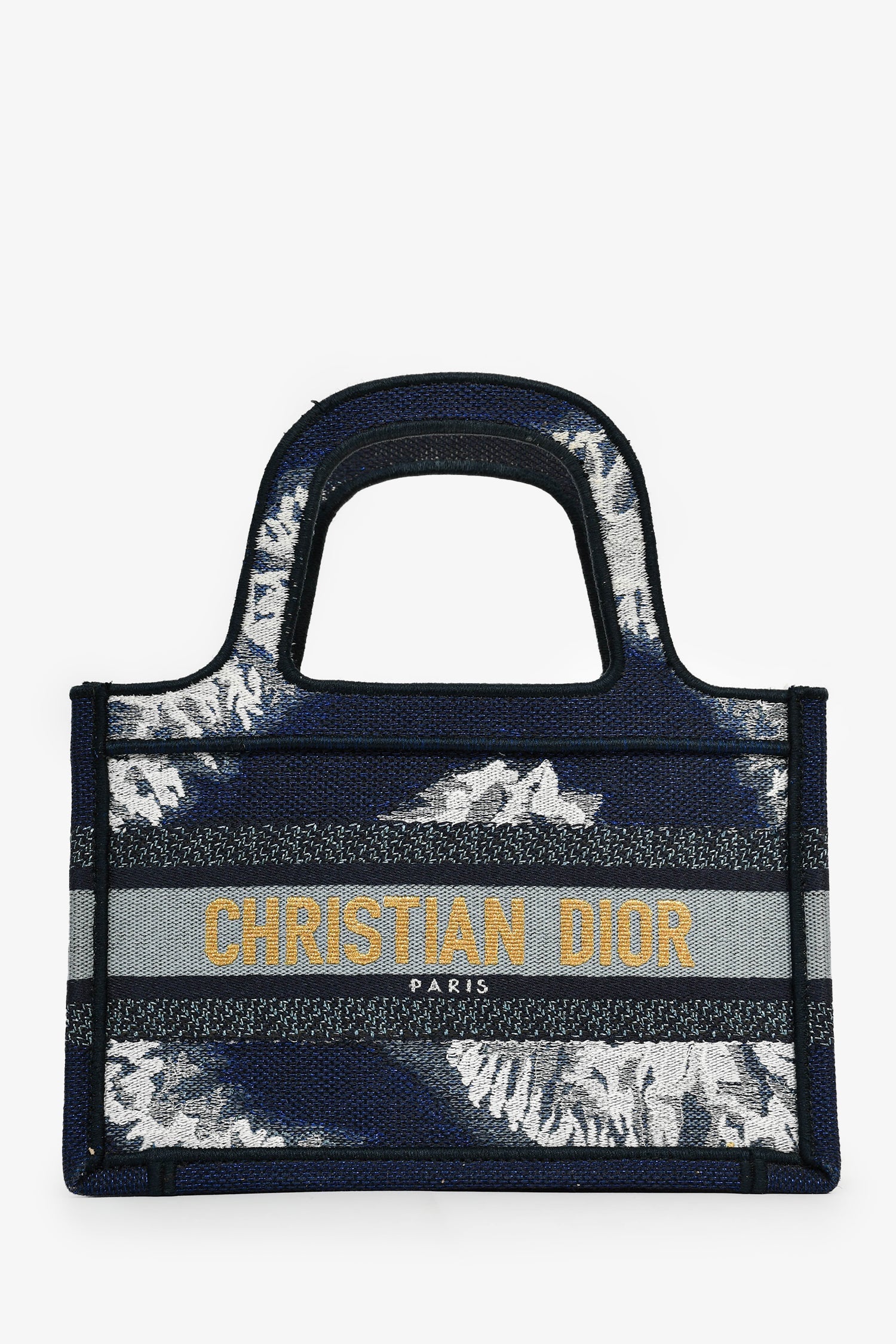 Christian D1OR Blue Embroidered Canvas Tie-Dye Mini Book Tote