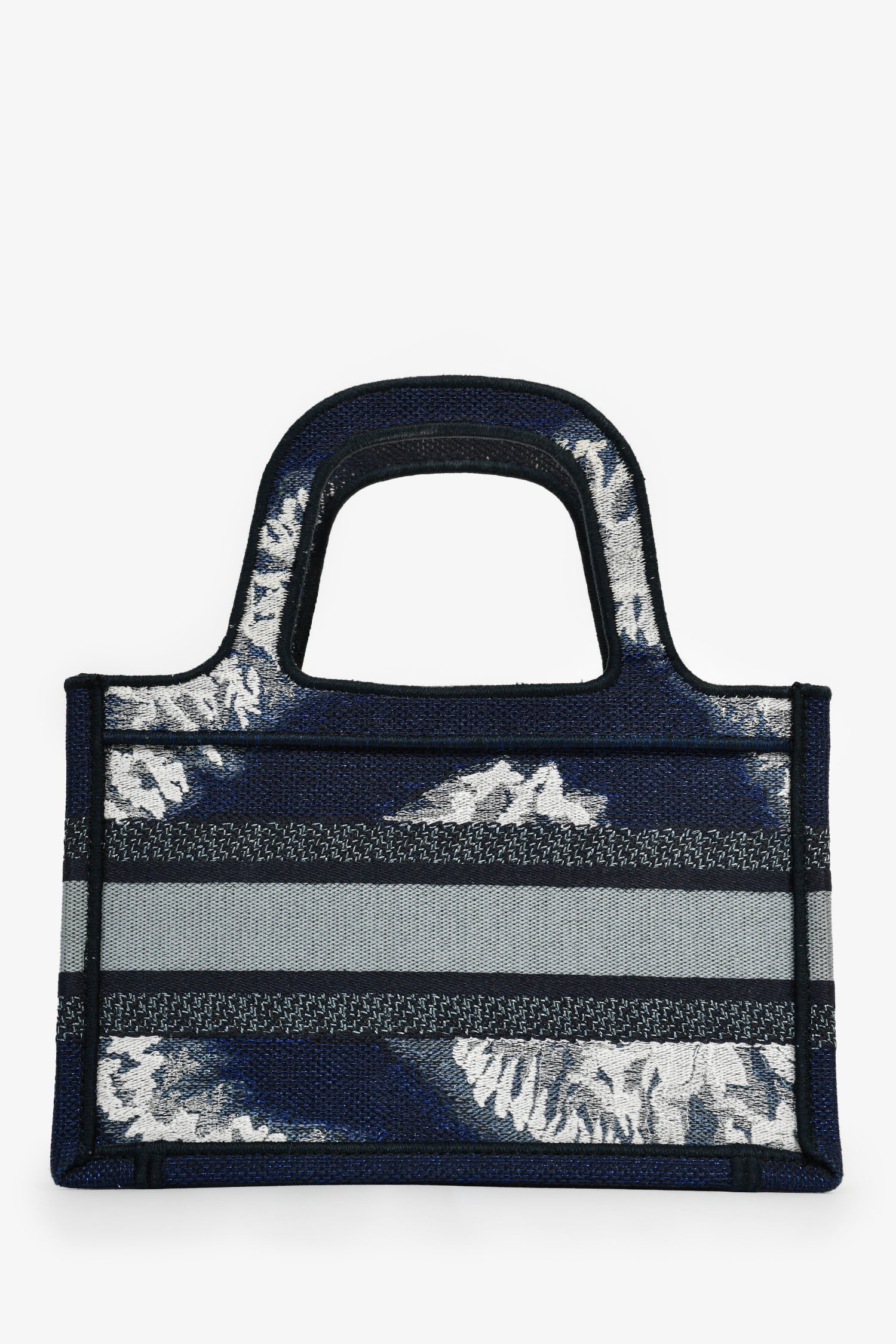 Christian D1OR Blue Embroidered Canvas Tie-Dye Mini Book Tote