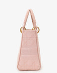 Christian D1OR 2020 Pink Cannage Embroidered Canvas Medium Lady D-Lite With Strap