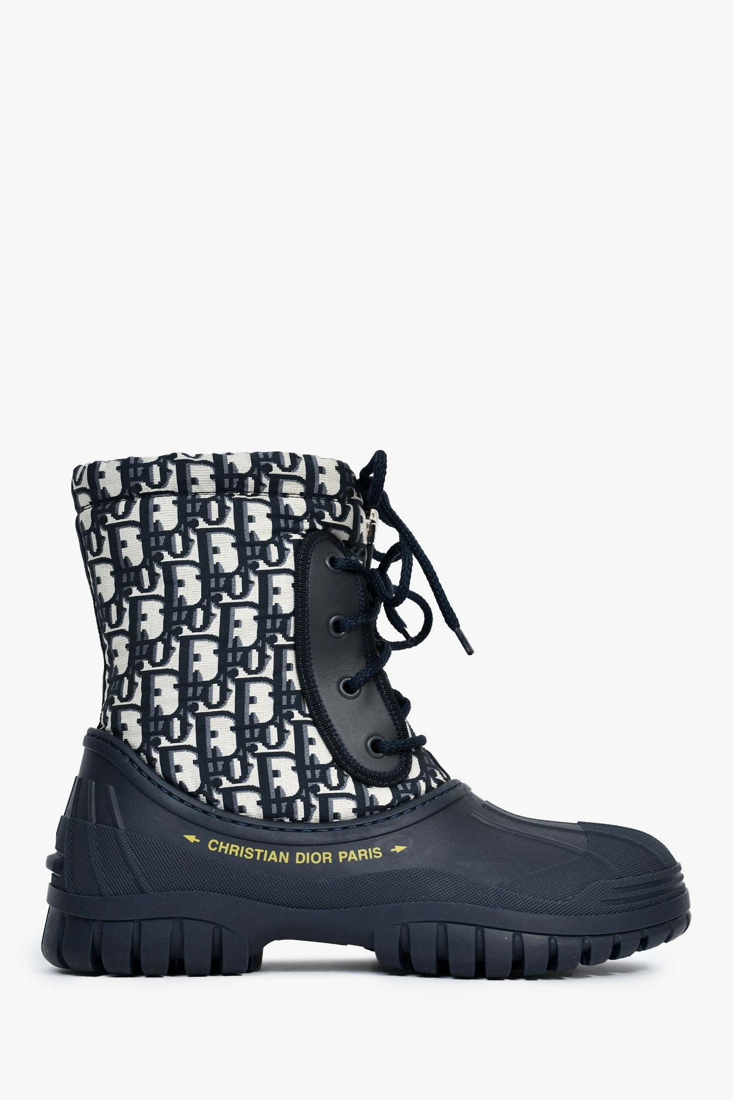 Christian D1OR Blue Oblique D-Venture Jacquard Boots Size 37.5