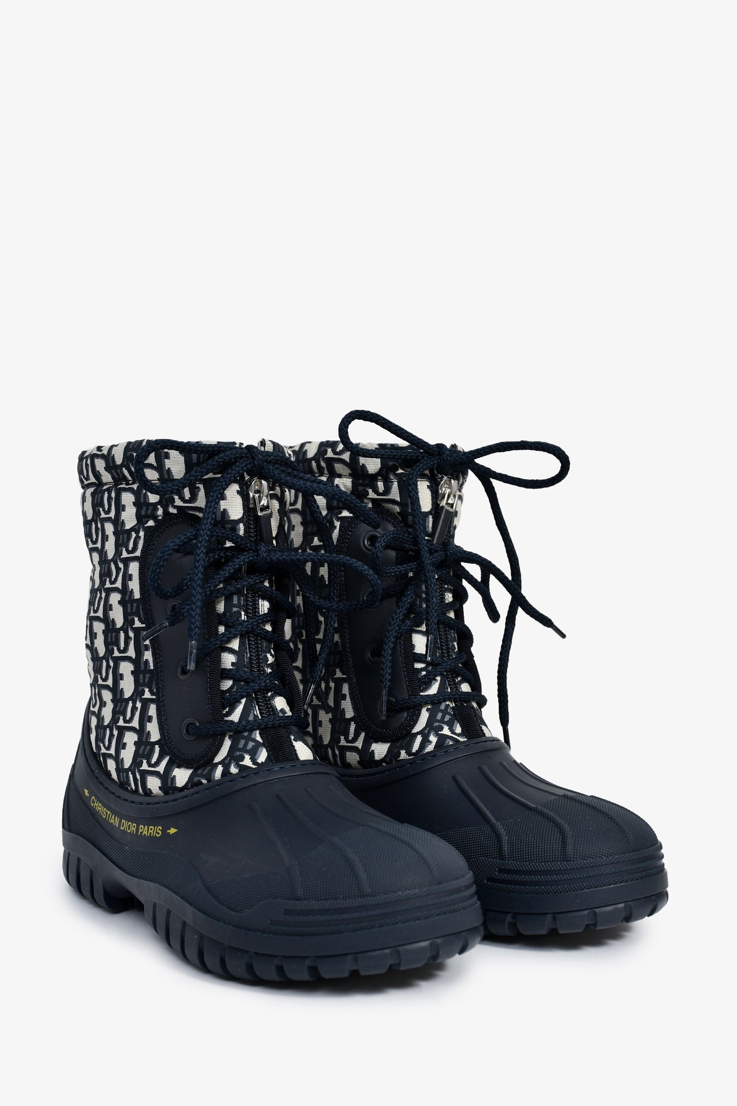 Christian D1OR Blue Oblique D-Venture Jacquard Boots Size 37.5