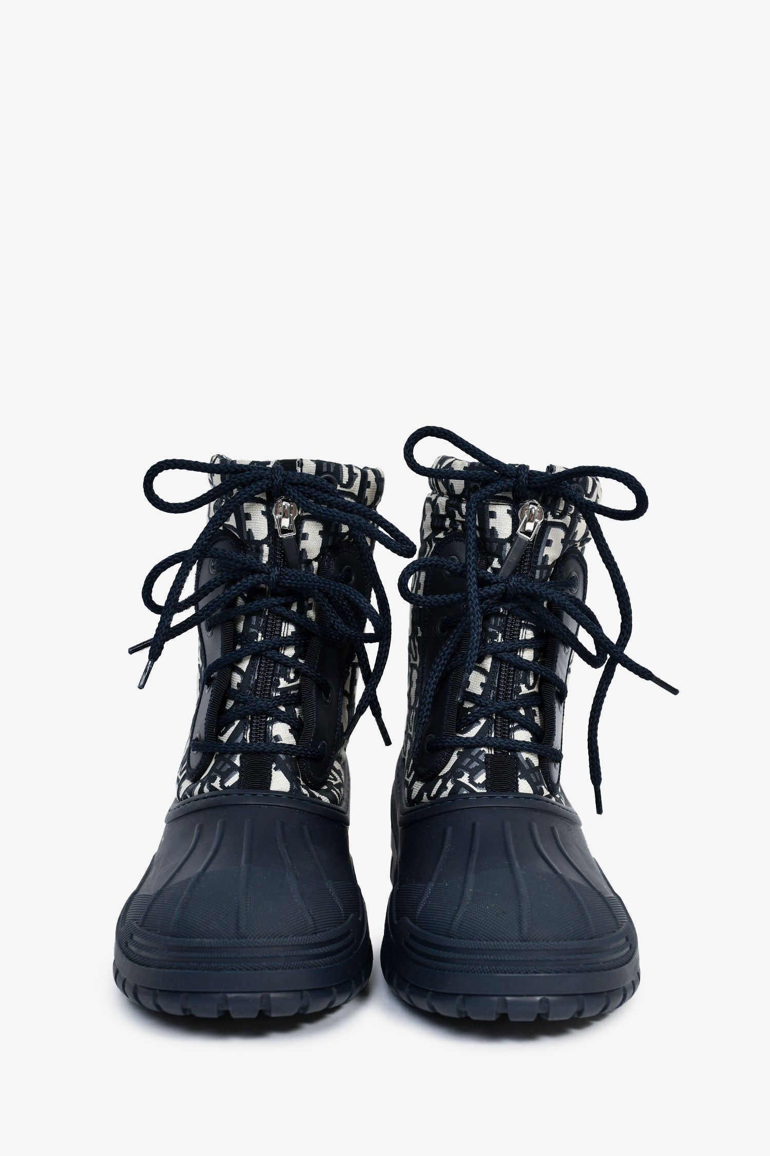 Christian D1OR Blue Oblique D-Venture Jacquard Boots Size 37.5