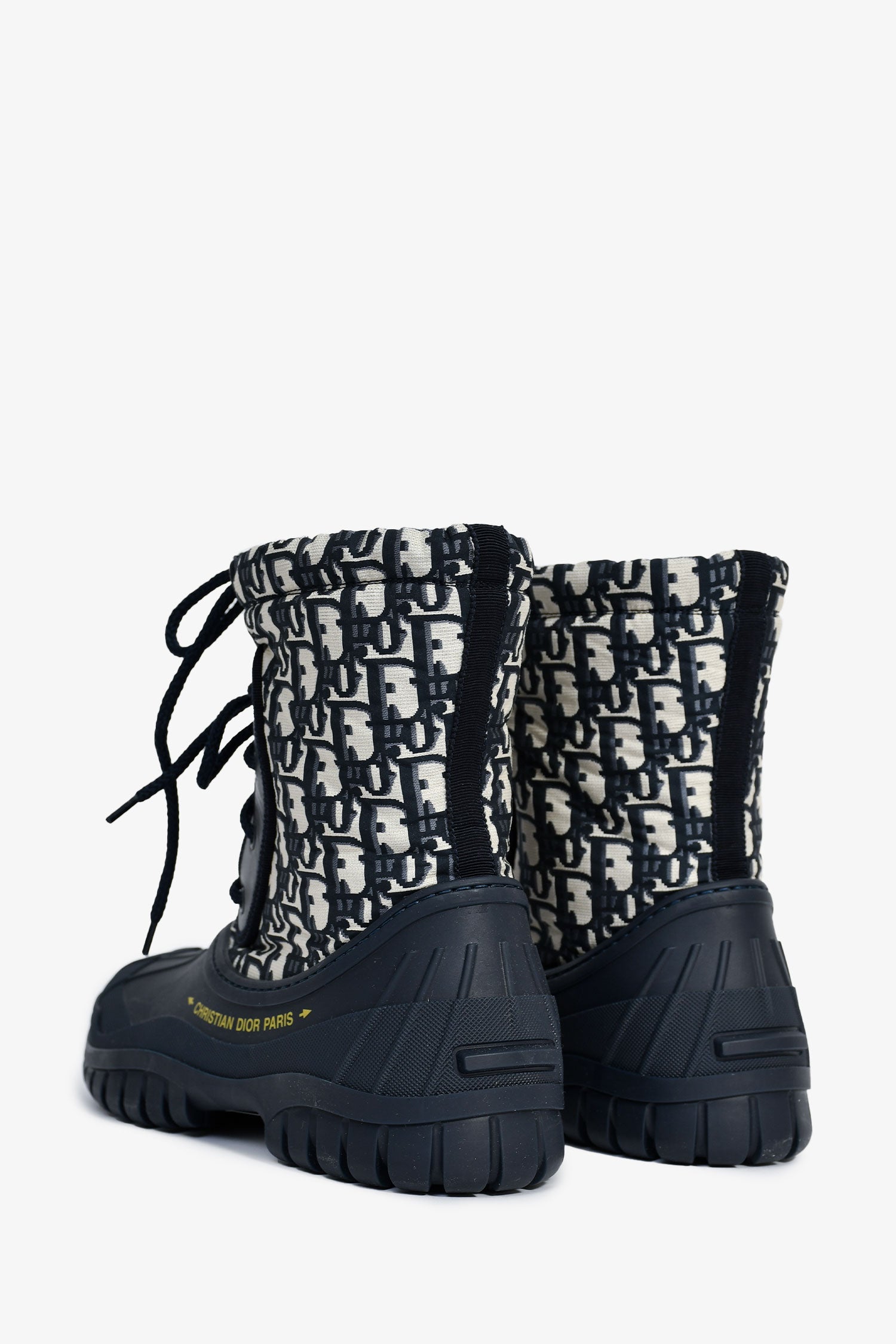 Christian D1OR Blue Oblique D-Venture Jacquard Boots Size 37.5