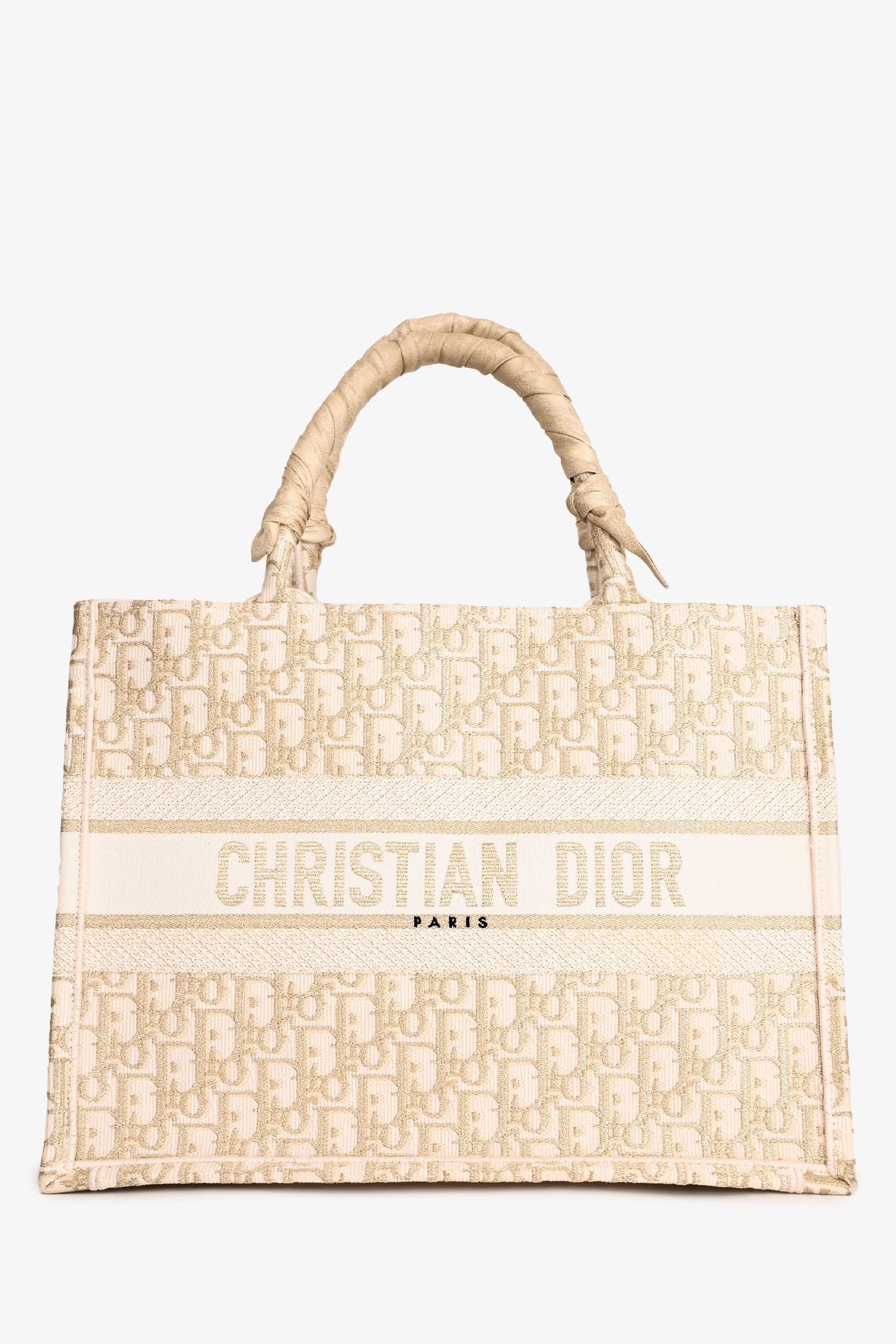 Christian D1OR 2023 Gold Monogram Medium Book Tote