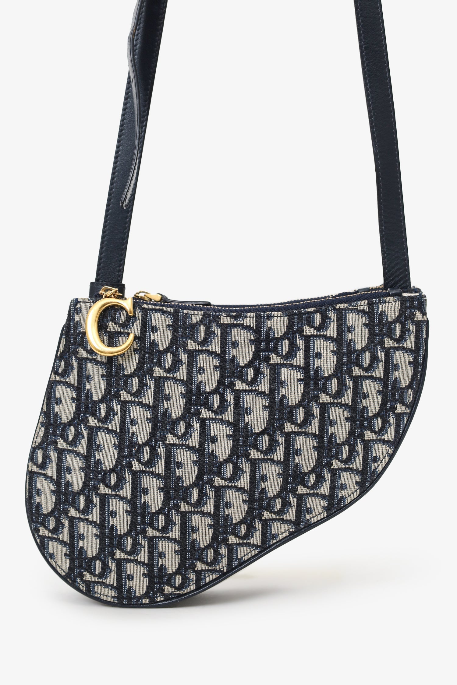 Christian D1OR 2019 Oblique Canvas Saddle Triple Zip Crossbody bag
