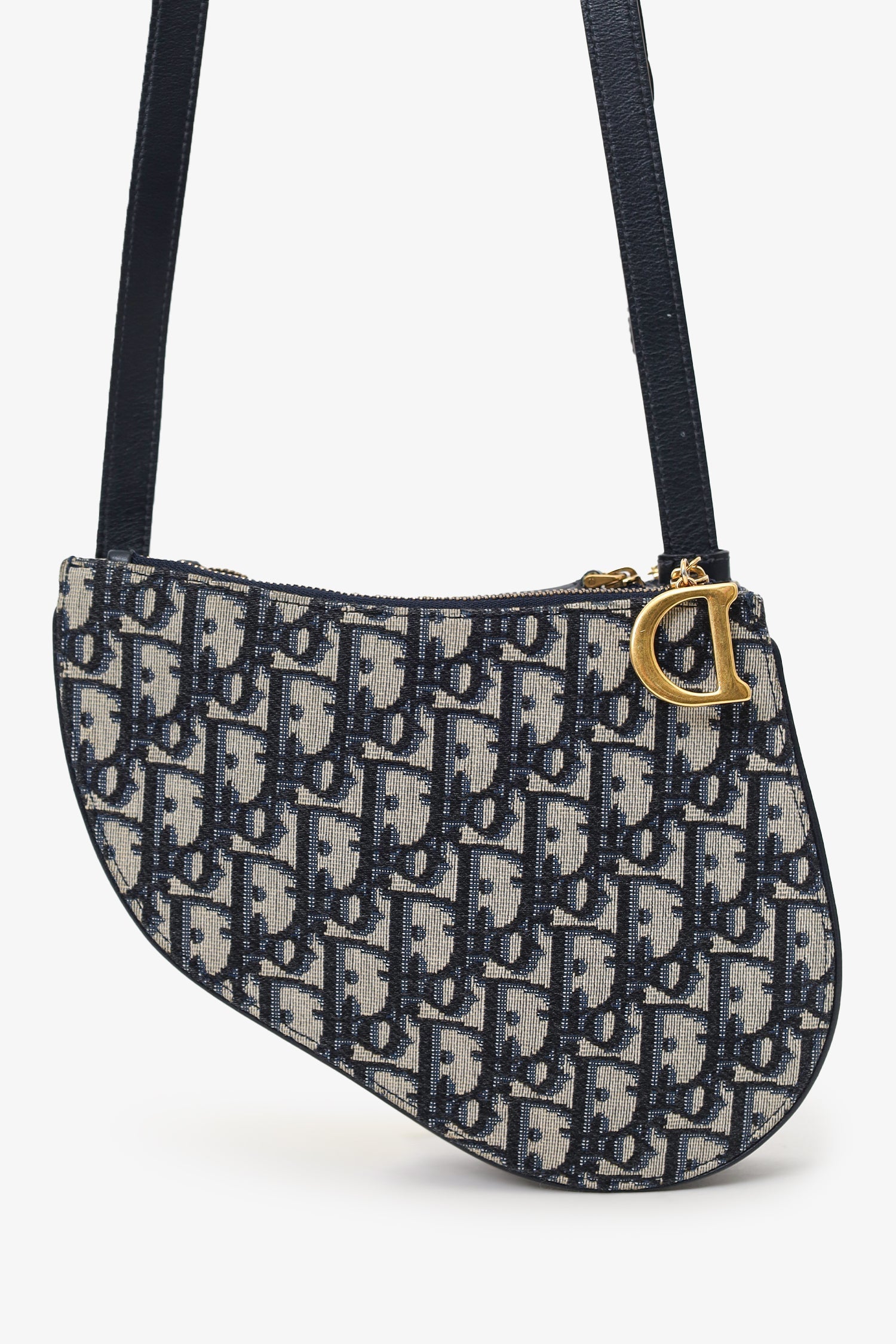 Christian D1OR 2019 Oblique Canvas Saddle Triple Zip Crossbody bag