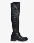 Christian D1OR Black Leather Thigh High Boots Size 9