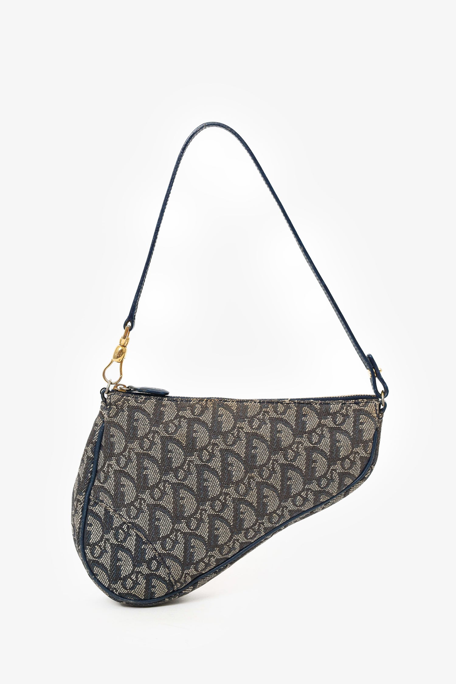 Christian D1OR Blue D1ORissimo Canvas Saddle Pochette