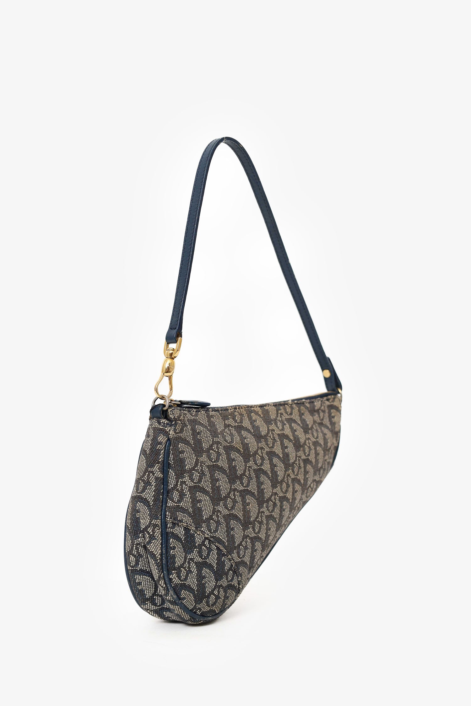 Christian D1OR Blue D1ORissimo Canvas Saddle Pochette