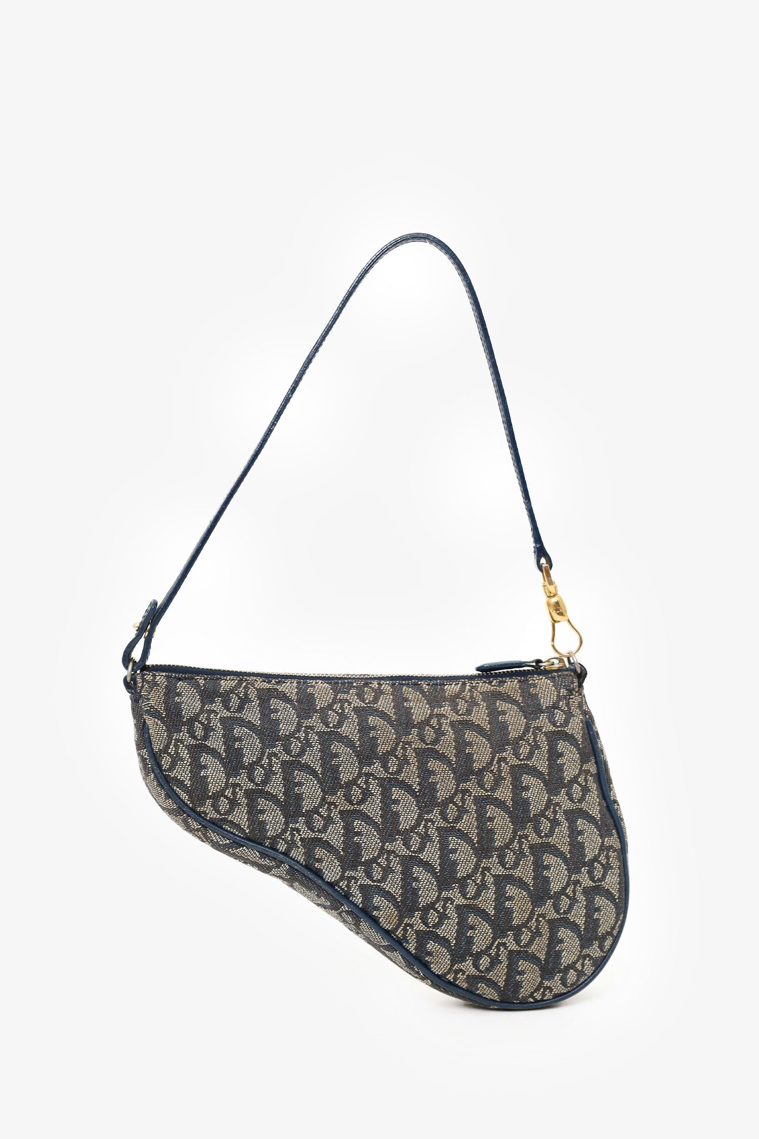 Christian D1OR Blue D1ORissimo Canvas Saddle Pochette