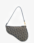 Christian D1OR Blue D1ORissimo Canvas Saddle Pochette