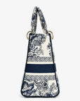 Christian D1OR 2022 Navy/White Jacquard D-Lite Medium Top Handle with Strap
