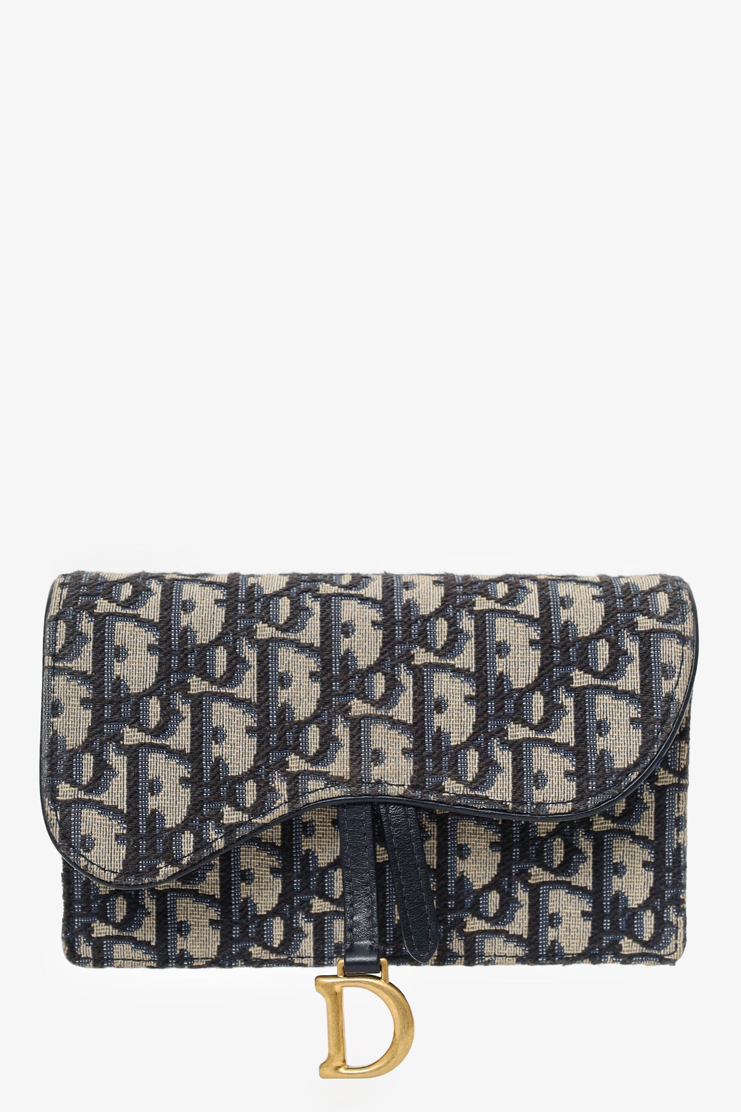 Christian D1OR 2022 Navy Oblique Jacquard Saddle Belt Pouch