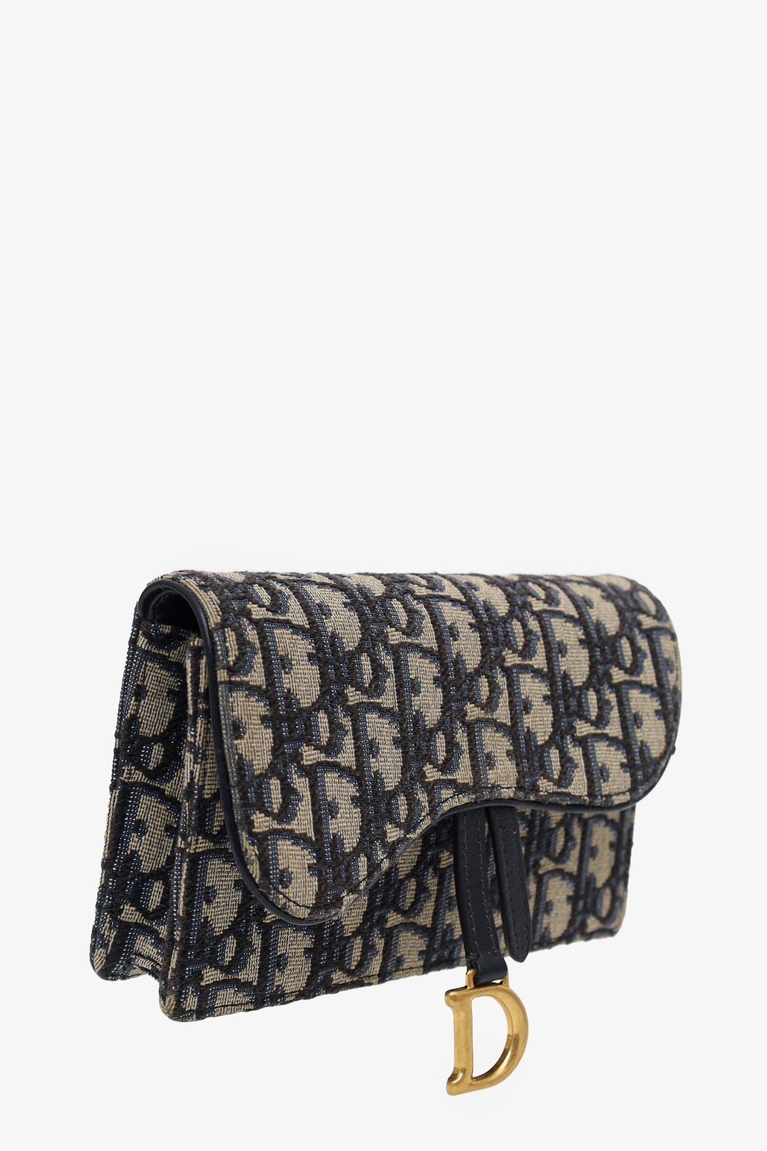 Christian D1OR 2022 Navy Oblique Jacquard Saddle Belt Pouch