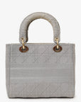 Christian D1OR 2020 Grey Cannage Embroidered Canvas Medium Lady D-Lite With Strap