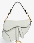 Christian D1OR 2021 White Grained Leather Mini Saddle Bag