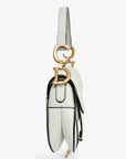Christian D1OR 2021 White Grained Leather Mini Saddle Bag