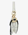 Christian D1OR 2021 White Grained Leather Mini Saddle Bag