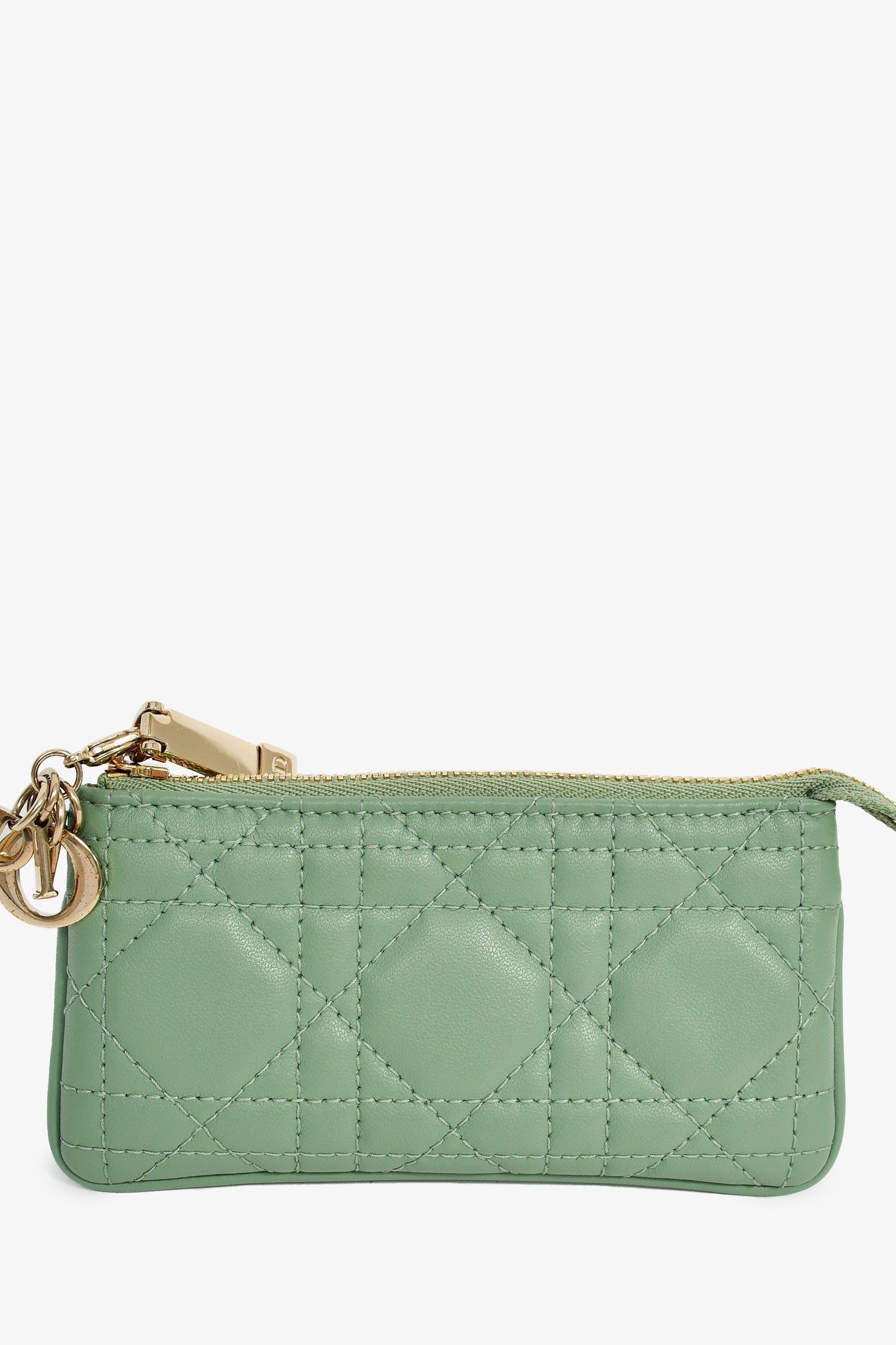 Christian D1OR 2022 Green Leather Cannage Coin Pouch