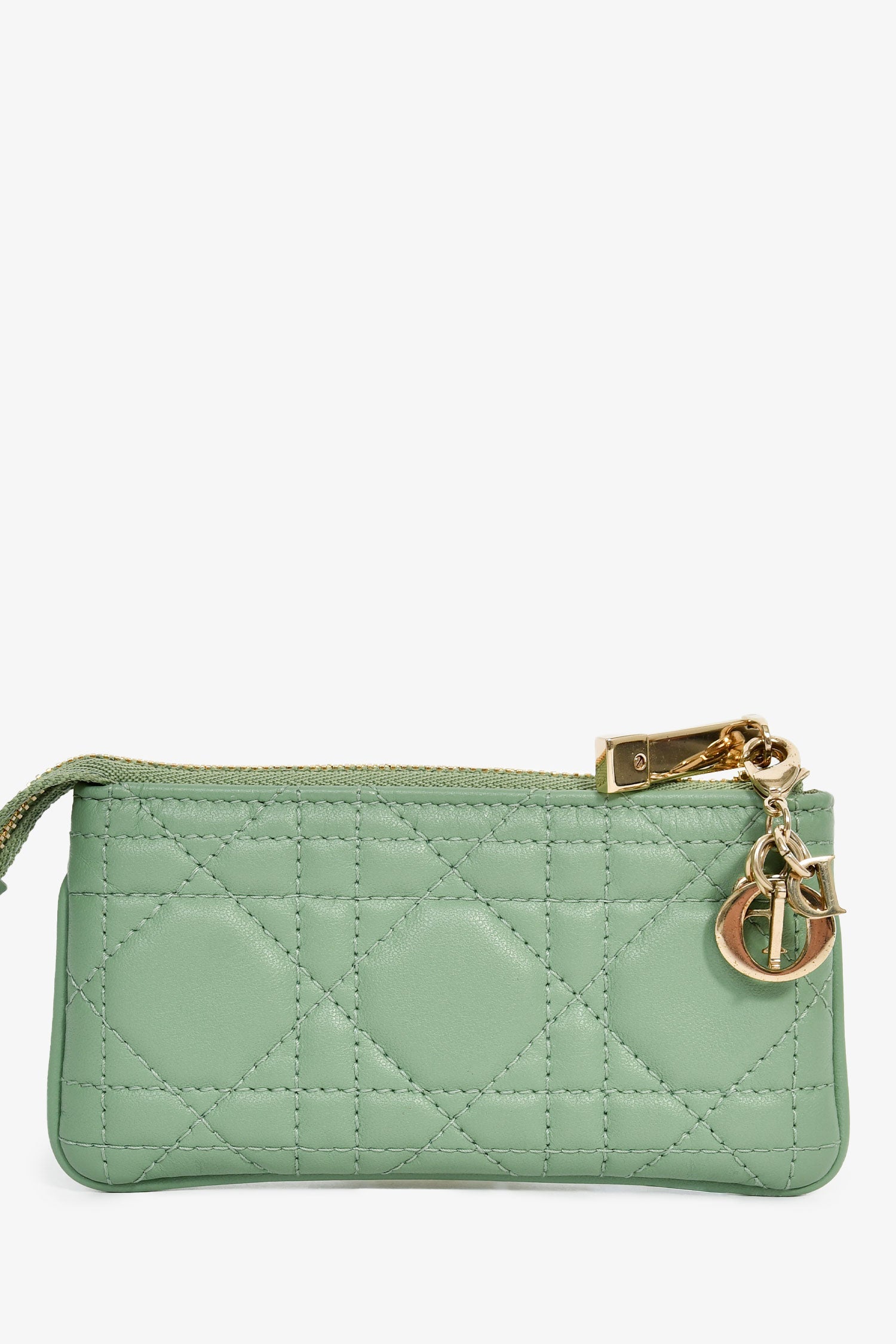 Christian D1OR 2022 Green Leather Cannage Coin Pouch