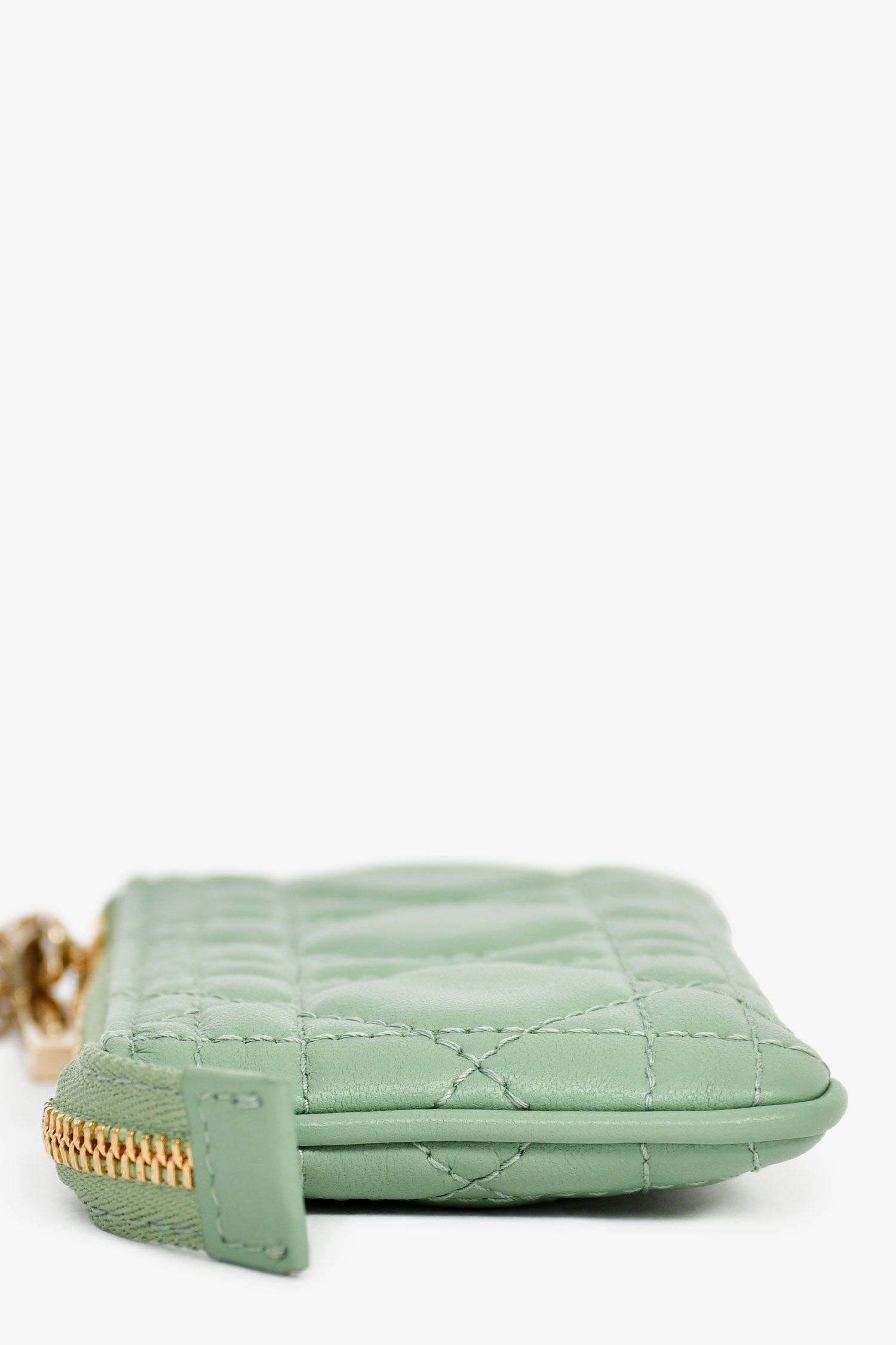 Christian D1OR 2022 Green Leather Cannage Coin Pouch