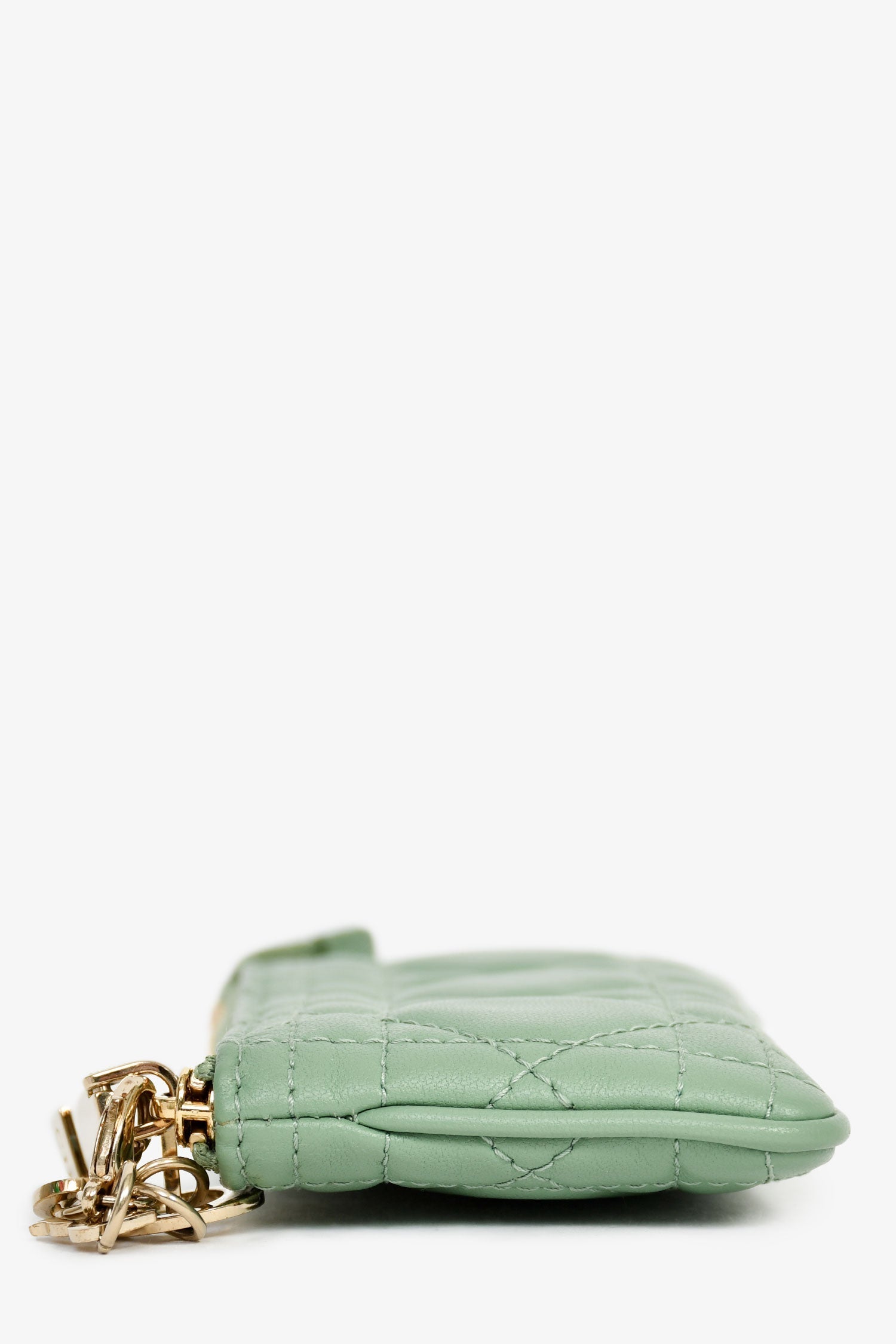 Christian D1OR 2022 Green Leather Cannage Coin Pouch