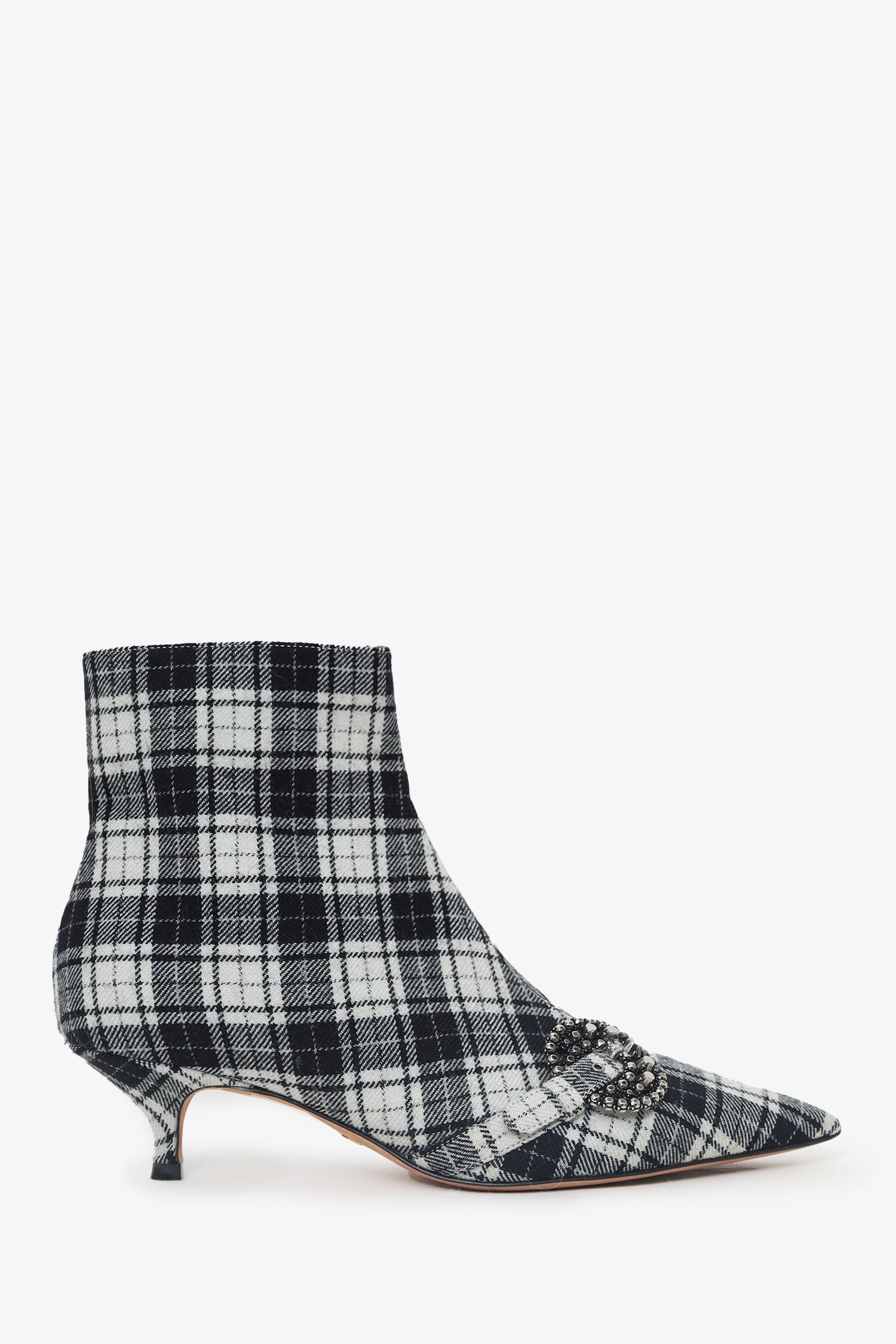 Christian D1OR Black/White Plaid 'D1OR Gang' Tartan Ankle Boots Size 38.5