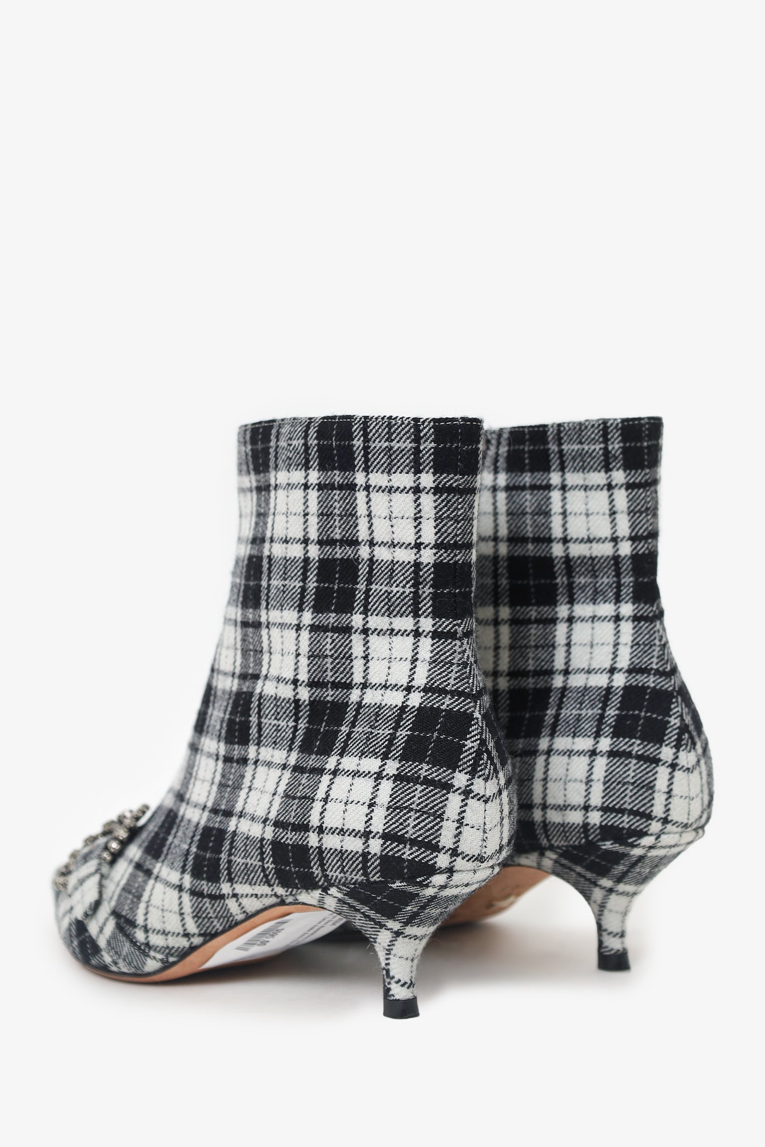 Christian D1OR Black/White Plaid 'D1OR Gang' Tartan Ankle Boots Size 38.5