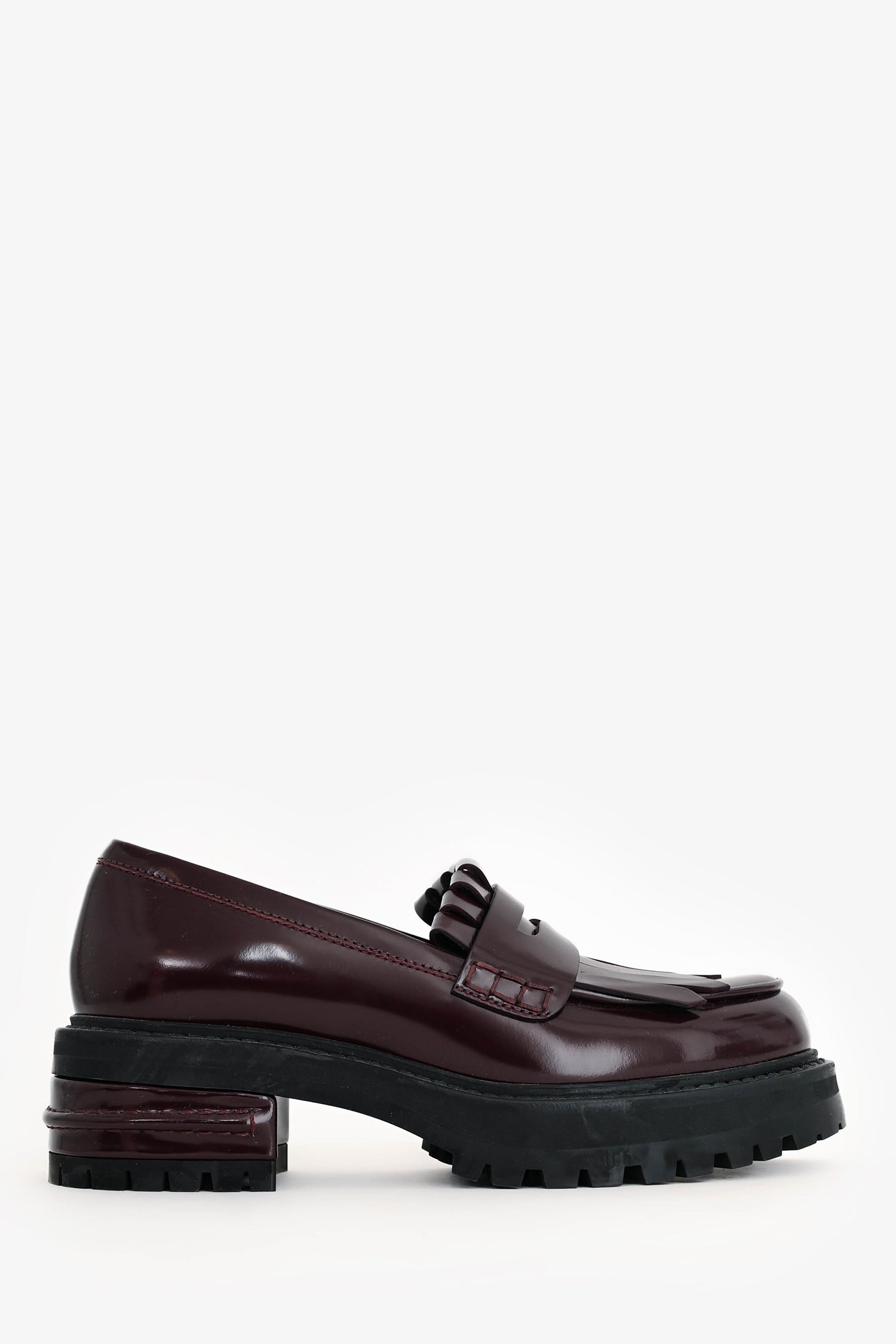 Christian D1OR Burgundy Brushed Leather Platform Loafers Size 35