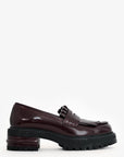 Christian D1OR Burgundy Brushed Leather Platform Loafers Size 35