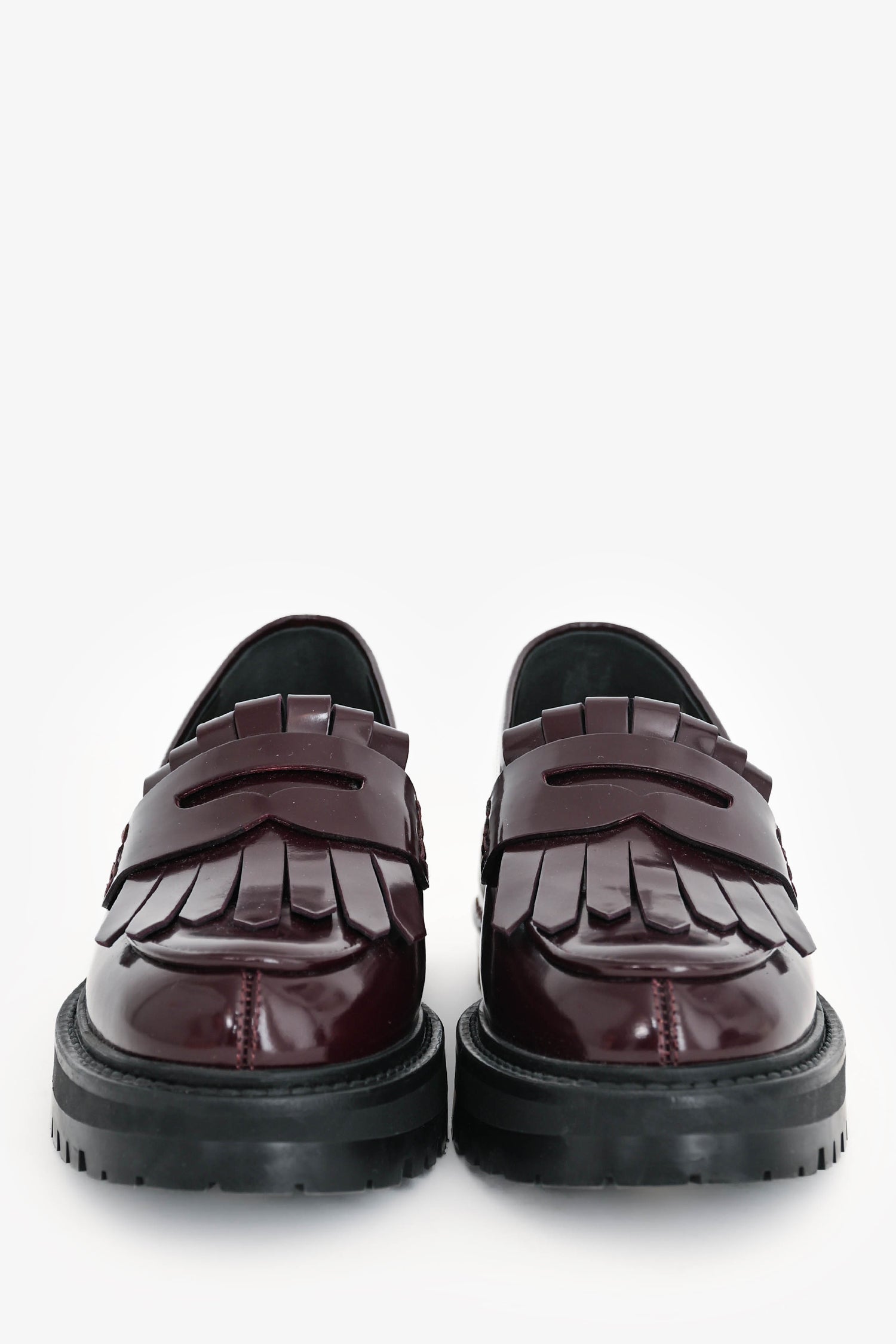 Christian D1OR Burgundy Brushed Leather Platform Loafers Size 35