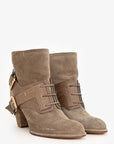 Christian D1OR Beige Suede Leather Buckle Detail Ankle Boots Size 35.5