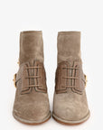 Christian D1OR Beige Suede Leather Buckle Detail Ankle Boots Size 35.5