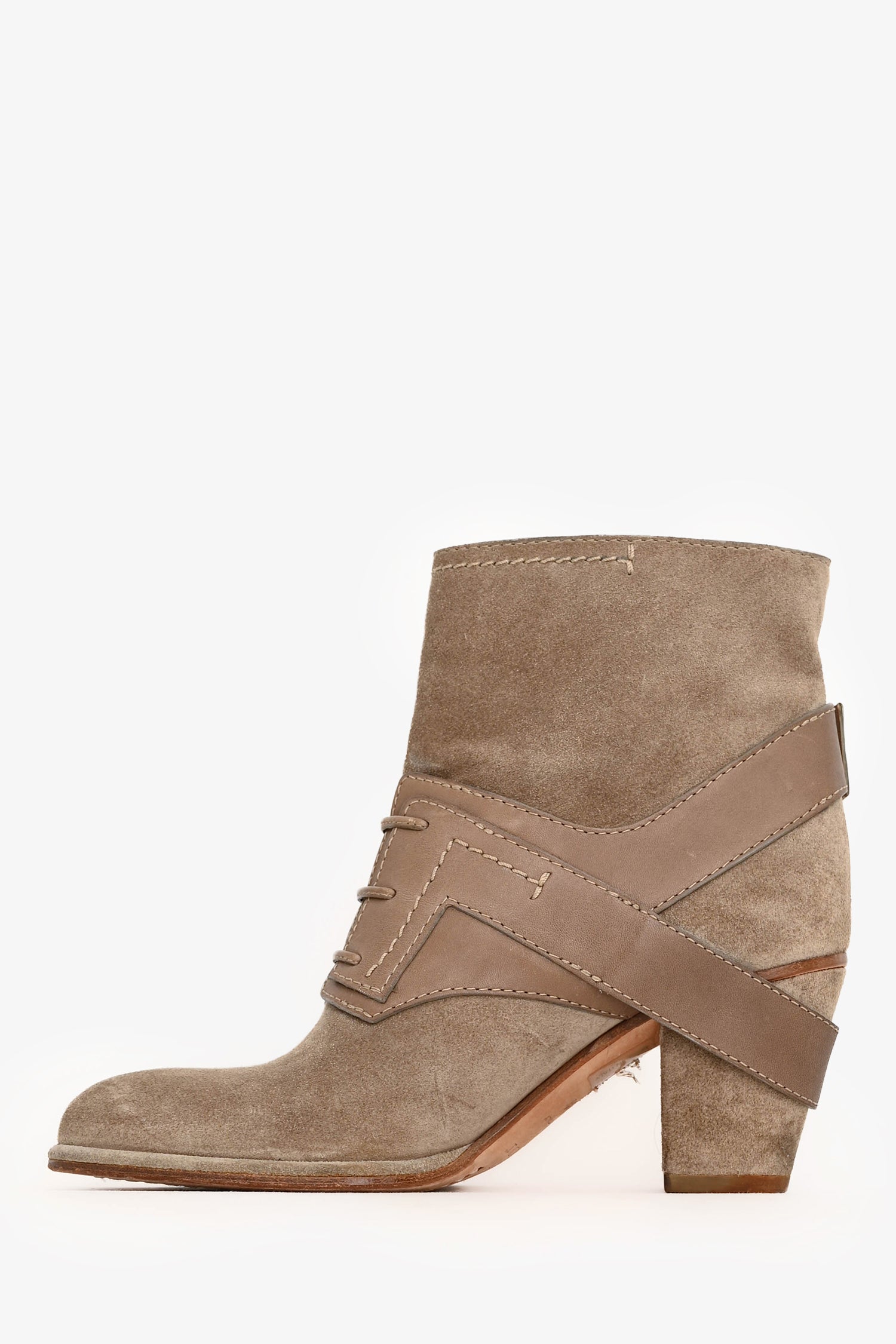 Christian D1OR Beige Suede Leather Buckle Detail Ankle Boots Size 35.5