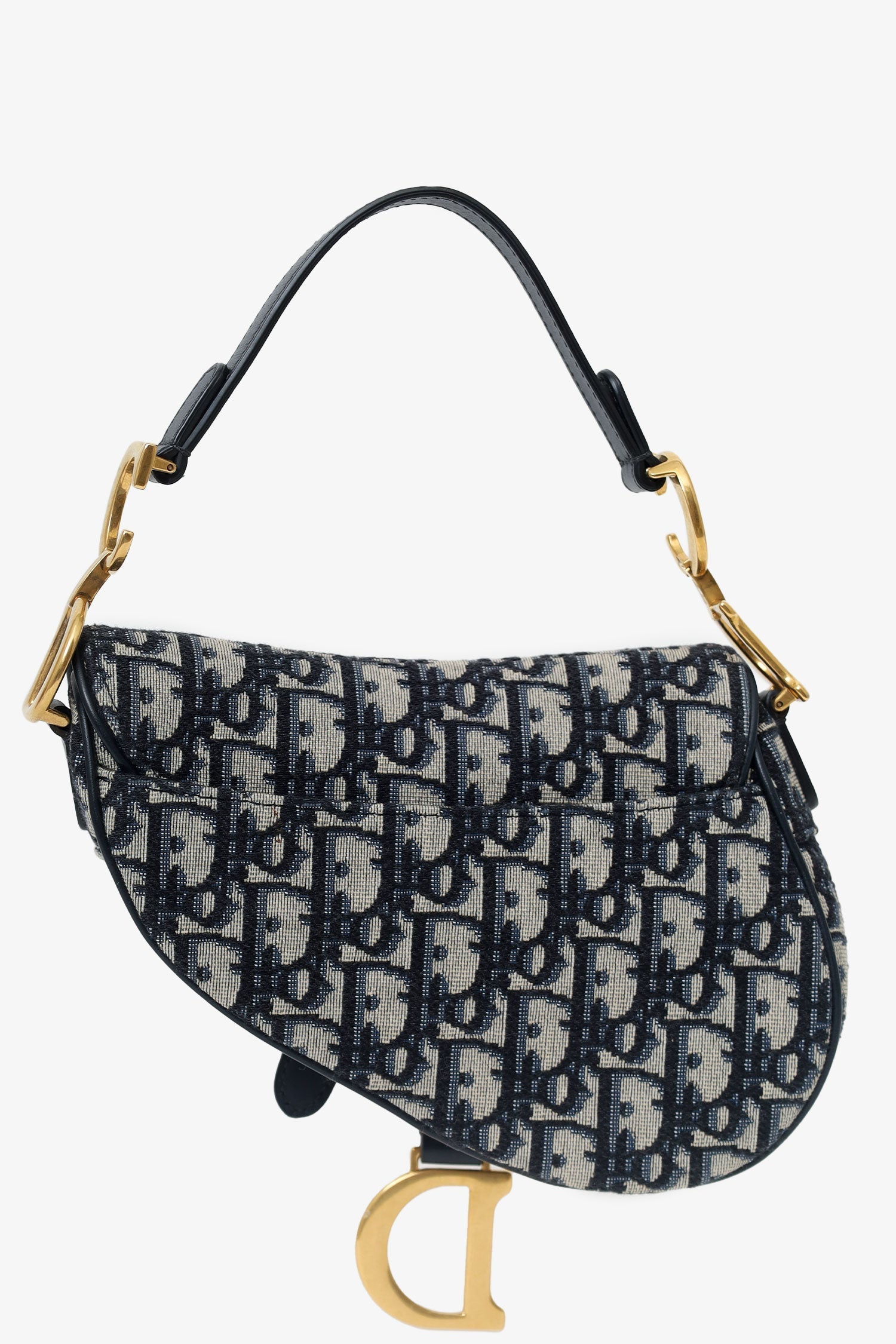 Christian D1OR 2019 Blue Oblique Jacquard Mini Saddle Bag With Strap
