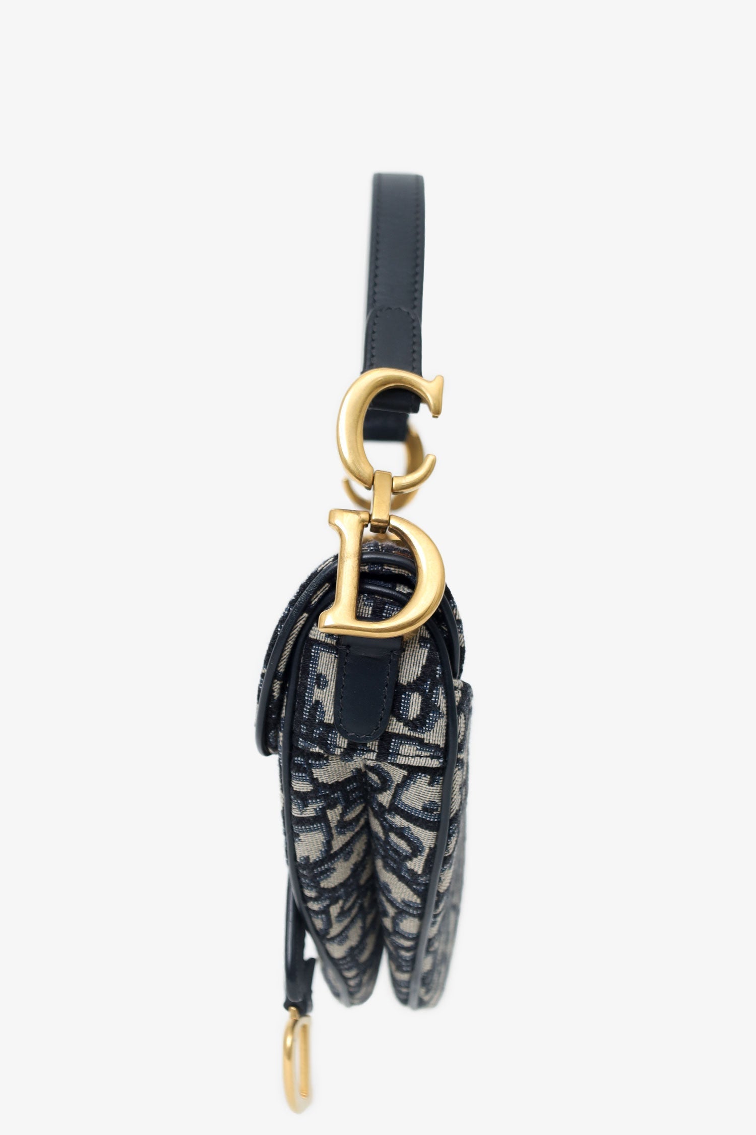Christian D1OR 2019 Blue Oblique Jacquard Mini Saddle Bag With Strap