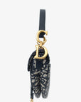 Christian D1OR 2019 Blue Oblique Jacquard Mini Saddle Bag With Strap