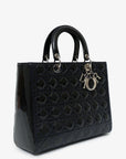 Christian D1OR 2009 Black Patent Large Lady D1OR Top Handle With Strap