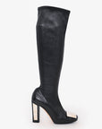 Christian D1OR Black Leather Logo Plaque Knee High Boots Size 36