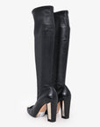 Christian D1OR Black Leather Logo Plaque Knee High Boots Size 36
