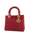 Christian D1OR Cannage Charm Handbag Red Vintage cstet8