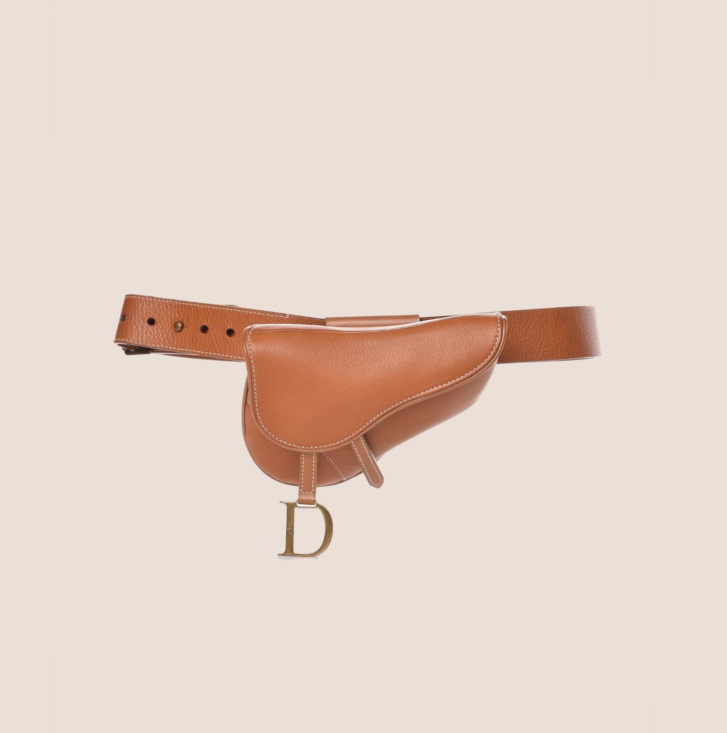 CHRISTIAN D1OR 2003 TAN SADDLE BELT BAG