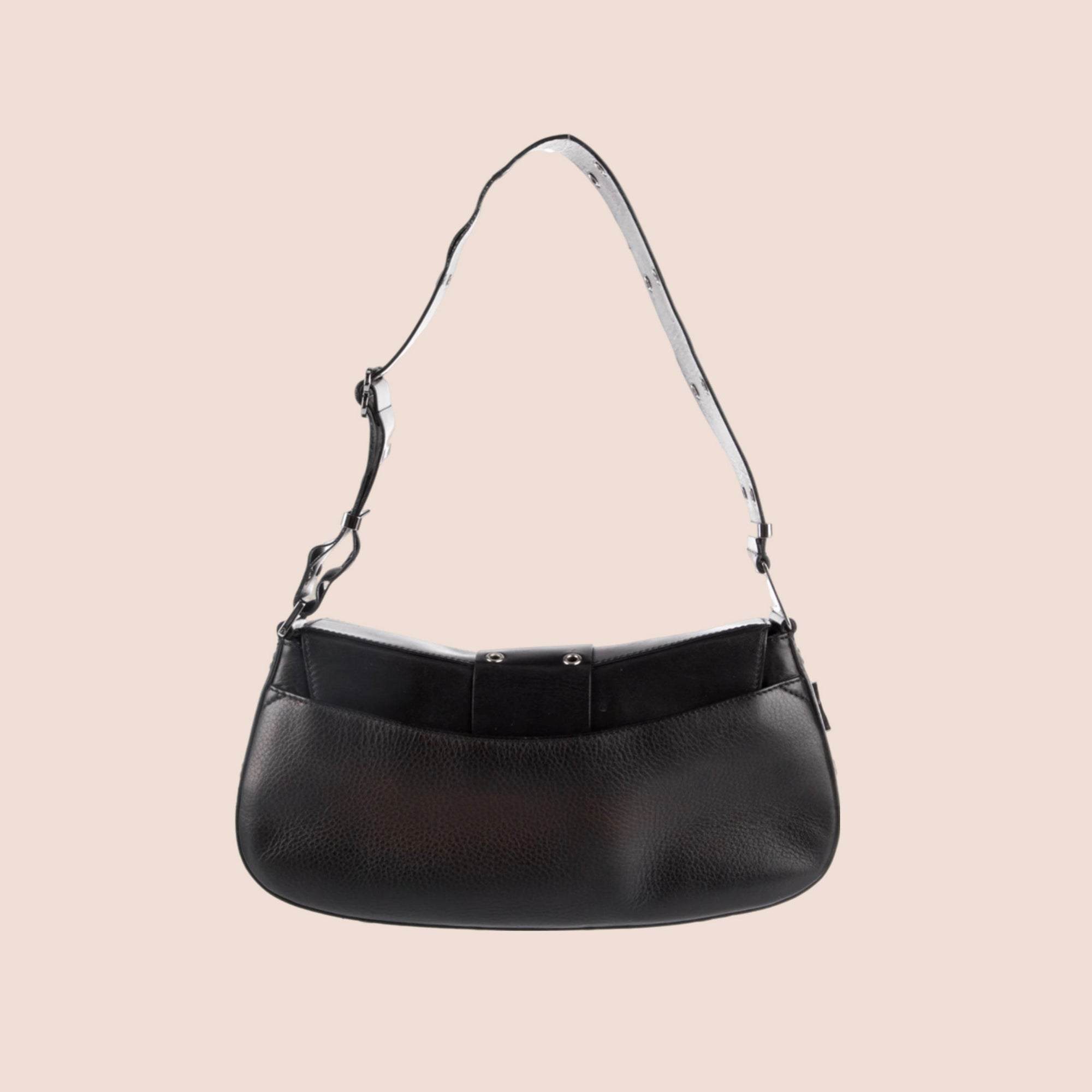 CHRISTIAN D1OR BLACK LEATHER STREET CHIC COLUMBUS BAG