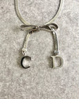 Christian D1OR CD Logo Ribbon Motif Bracelet Silver Vintage p5ds86