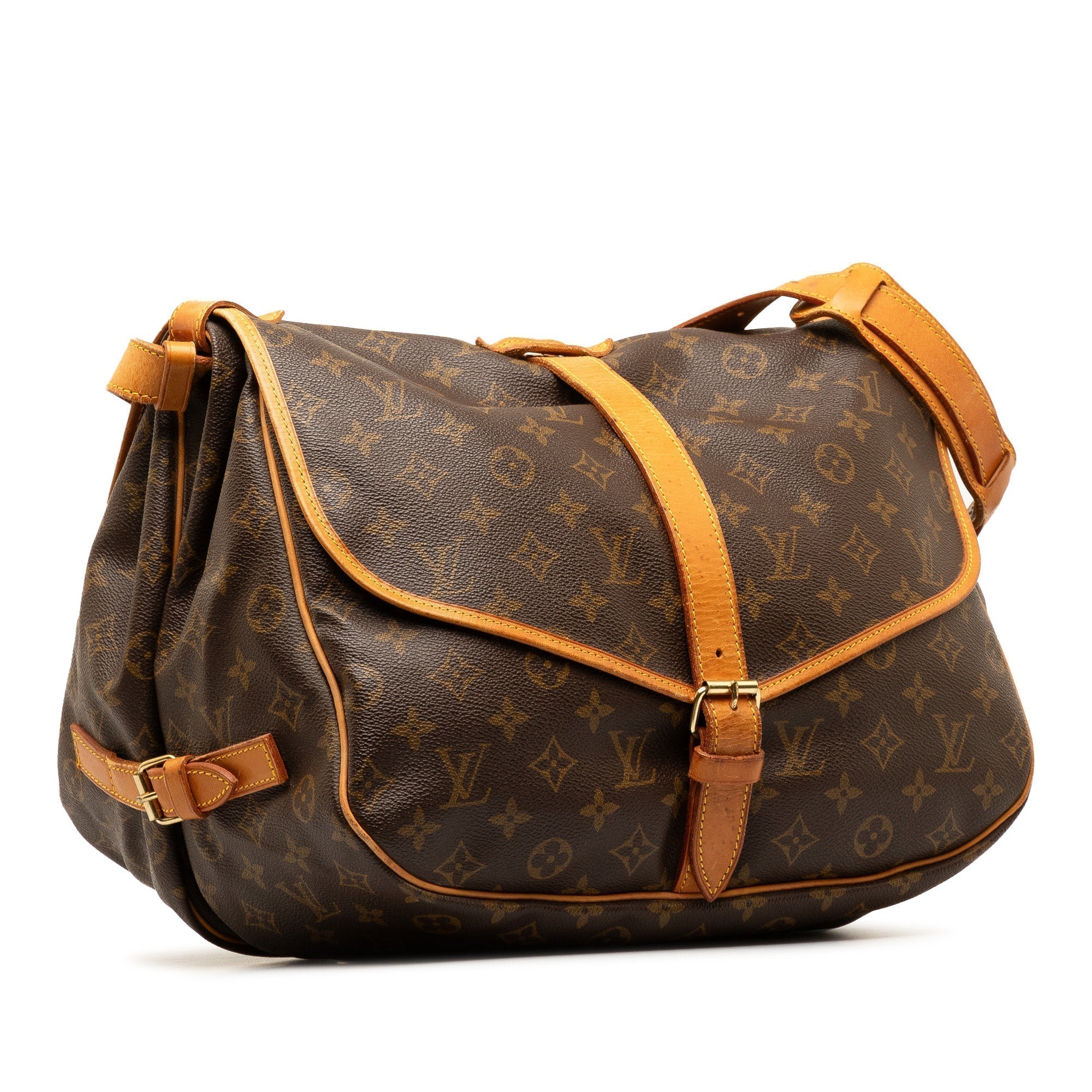 Brown LV Monogram Saumur 35 Crossbody Bag