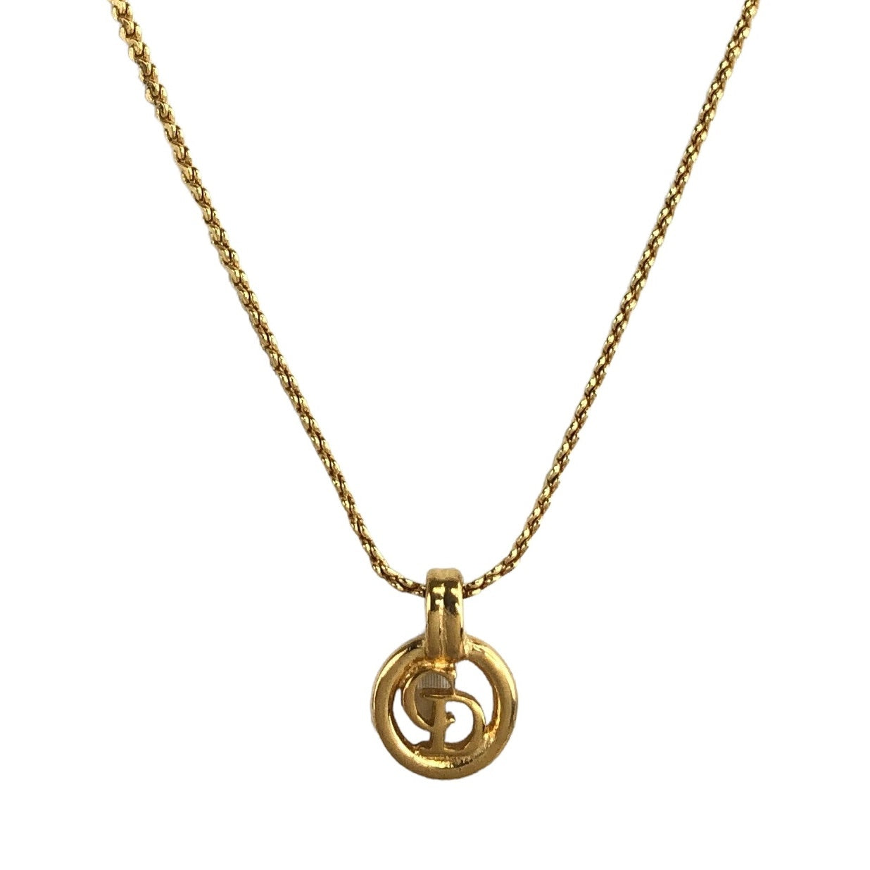 Christian D1OR CD Logo Necklace Gold Vintage 36uf24